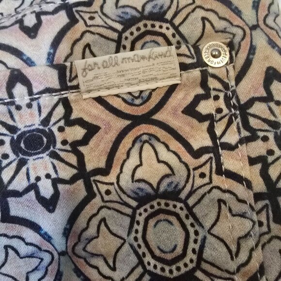 7 For All Mankind Pocket Jeggings White Blue Geometric Zip Button Skinny Jeans‎ - Picture 3 of 8